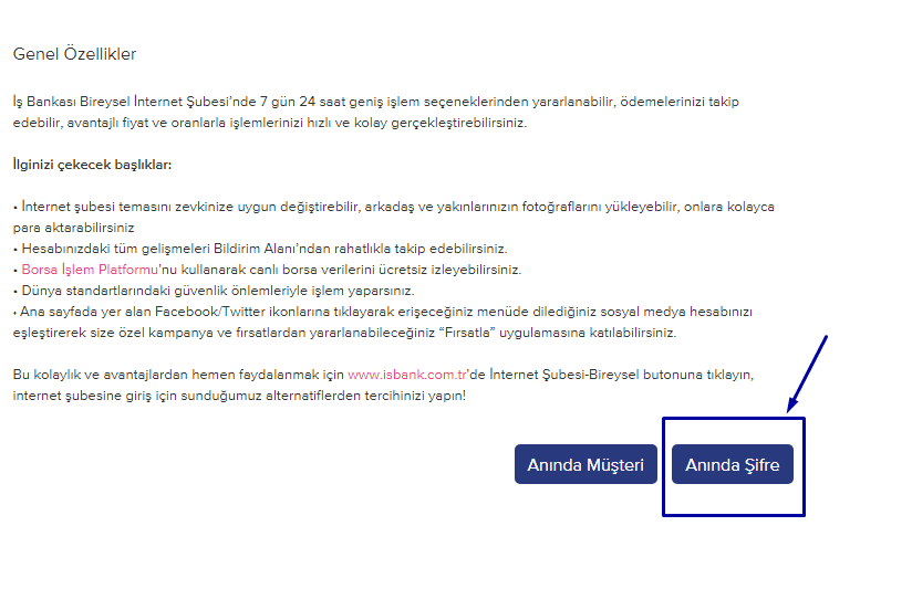 İş Bankası İnternet Bankacılığı Şifre Alma