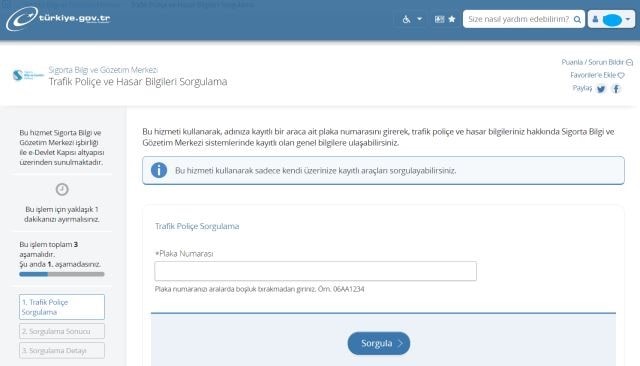 e-devlet üzerinden hasar kaydı sorgulama